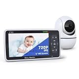ZIOKOU Baby Monitor with Camera and Audio, 5" IPS Display 720P HD, 4000mAh Long Battery Life, Pan-Tilt-Zoom, No WiFi, VOX Mode, Night Vision, 2-Way Audio, Temperature Sensor & Lullabies