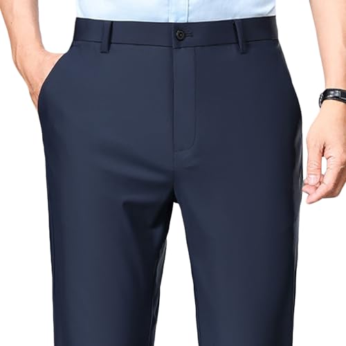 Men's Golf Pants Slim Slim 4 Ways High Stretch Dress Pants Ice Silk Expandable-Waist Trousers3