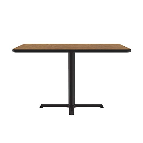 Correll 30"x42" Rectangular Bar Café & Break Room Bistro Table, Medium Oak HP Laminate Top & Black Cross Cast Iron Base, Tops Made in The USA (BCT3042-06)