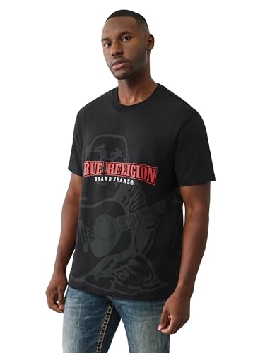 True Religion Men's Short Sleeve Shadow Logo Tee – Crewneck Graphic T-Shirt3