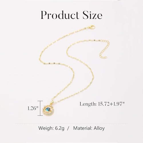 1 PC Gold Necklace for Women, Celestial Moon and Star Gemstone Pendant Necklace - Elegant Night Sky Jewelry for Women4