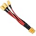 ATNSINC 2pcs XT60 Parallel Battery Connector Extension Y Splitter 3-Way 14AWG Male/Female Cable for RC Battery Motor (1 Female to 3 Male)