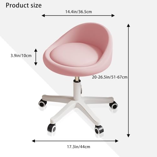 Image of Swivel Rolling Stool Drafting Chair with Wheels Pink Set of 1