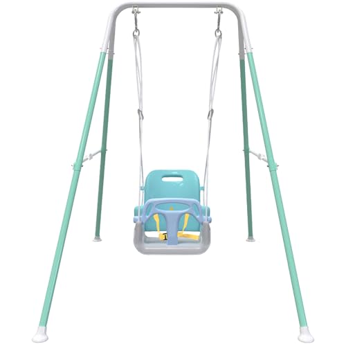 Multifunctional Toddler Swing, Foldable Baby Swing Outdoor & Indoor Use, Easily Installable and Storable (Blue)