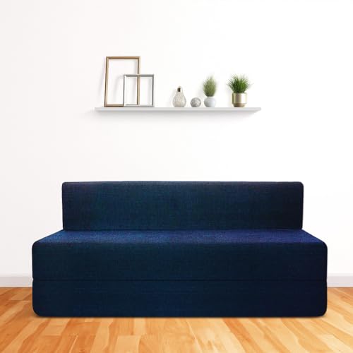 Image of CELLBELL Comfy Sofa Cum Bed 6x6.5 Feet | Foldable Dual Use Couch Bed with Soft Cushions, Washable Fabric Cover & Sturdy Frame | Space Saving Modern Design for Living Room, Bedroom Use (Navy Blue)