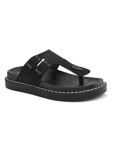 Image of San Frissco Men's Sandals with Round Toe | Perfect Fit for Summer and Rainy Season Anti-Slippery with PU Footbed Easy to Walk Slipper, Chappal | Stylish Casual Comfortable Floaters for Men