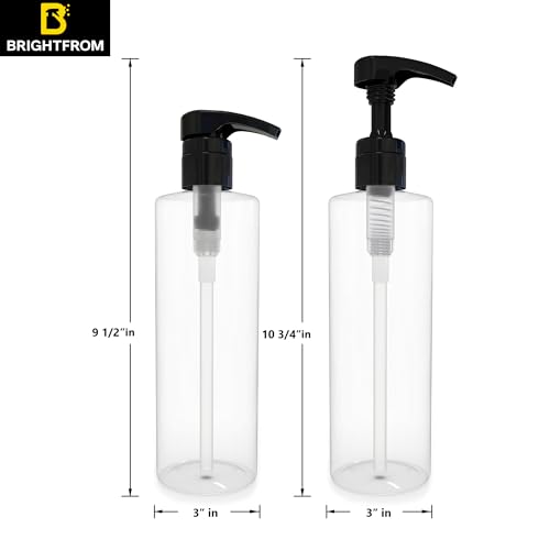 BRIGHTFROM Empty Shampoo Pump Bottles, 32 OZ / 1 Liter, BPA-Free Cylinder Containers, Household & Commercial Use, Black Pump, 2 Pack - Leak Proof3