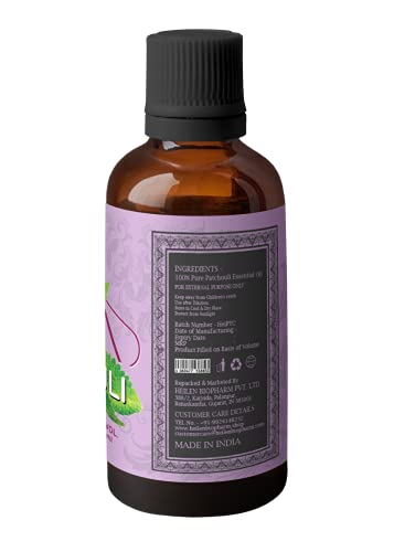 Image of Heilen Biopharm Patchouli Essential Oil - 100 mL Per Bottle Pack of 1,For Skin Rejuvenation & Aromatherapy (Pogostemon Cablin)