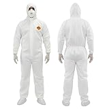Tiger Tough Heavy Duty White Disposable Coveralls - Industrial Grade Antistatic Protective Coveralls, Tear & Puncture Resistant, Full Body Biohazard Chemical Suit, Cleaning Jumpsuit, XL, Single