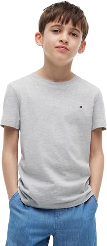 Tommy Hilfiger T-Shirt Manches Courtes Garçon Col Ras-du-Cou, Gris (Grey Heather), 14 Ans