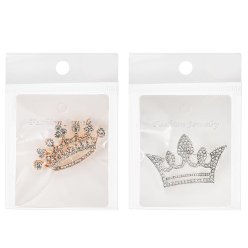 Image of Okllen 16 Pcs Small Crown Pins for Women Men, Gold Silver Rhinestone Crown Brooches with 8 Styles for Lapel, Sashes, Wedding
