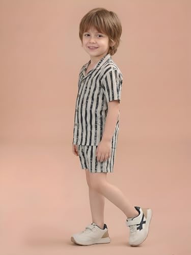 Image of POLKA TOTS 100% Cotton Half Sleeve Shirt and Shorts Combo for Boys | Co-Ord Set for Kids | Summer Wear Dress for Toddlers | Breathable & Skin-Friendly Boys Clothes | Trendy Summer Outfit & Beach Wear