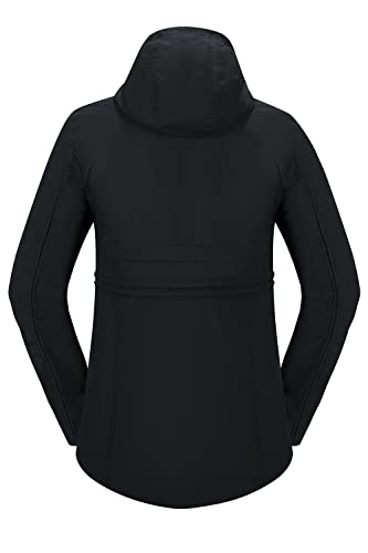 Womens Hooded Anorak Jacket Black Lightweight Long Petite Casual Full Zip Military Jackets Small #TOP2