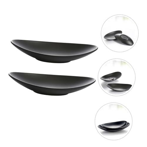 Set 2 Platos Sushi Melamina Negro 8.5x4.45x1.81 in miniatura 4