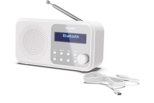 Radio DAB+ Portative SHARP DR-P420 Finition Blanche pour Éviter les Grésillements