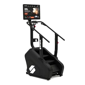 STEPR+ Stair Master with 27″ Touchscreen, Commercial Grade Stairmaster Machine for Home, 140 Steps/Min, Bluetooth & WiFi Stepper Machine, Resistance Band Attachments, Mobile App, 375 lb Capacity