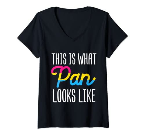 Womens This Is What Pan Looks Like Pride LGBT Love Pansexual V-Neck T-Shirt