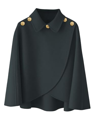 Rayson Damen Poncho Winter Warm Cape mit Revers und Knöpfen Elegant...