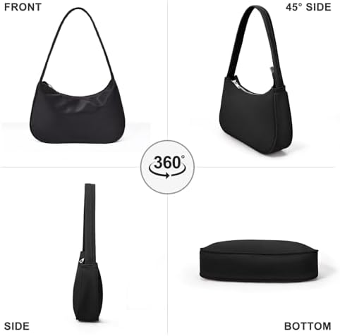 Yuson Girl Shoulder Bag for Women Hobo Tote Handbags Vintage Y2K Purse Fashion PU Nylon Mini Shoulder Clutch Purse with Zipper Closure Underarm Bag