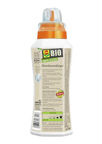 COMPO BIO Olivenbaumdünger – Olivenbäume düngen mit 100 Prozent natürlichen Inhaltsstoffen – Spezial-Flüssigdünger – 500 ml