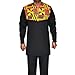 SEA&ALP African Men‘s Clothing Fashion Suit two Pieces Set Dashiki Outfit Top Pant Tracksuit Black-V41 X-Large