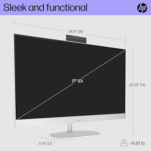 Image of HP 27 inch All-in-One Desktop PC, FHD (1920 x 1080) Touchscreen Display, 13th Generation Intel Core i7-1355U, 32 GB RAM, 1TB SSD, Intel Iris Xe Graphics, Windows 11 Pro