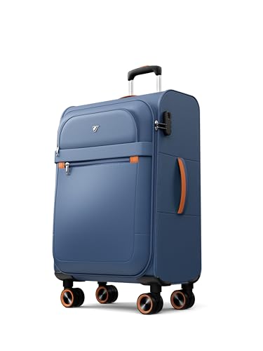 ABISTAB Trier Weichschalen Handgepäck Koffer 66 × 44 × 28 cm, Leichter Stoffkoffer Trolley klein, Reisekoffer mit Rollen & Zahlenschloss, 77 Liter,dunkelblau