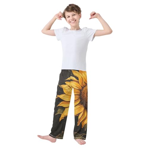 Boys' Pants Lovely Yellow Sunflower Long Bottoms Jogger Pants Elastic Waist Trousers with Pockets S-XL2