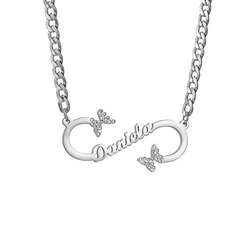 TinFrey Collier papillon personnalisé, Collier papillon infini personnalisé Collier pendentif papillon en acier inoxydable Bijoux pendentif amour éternel Cadeau