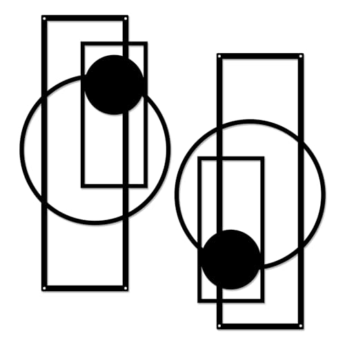 YiYa 2 Stück Metall Wanddekoration Metall Geometrische Wanddekoration Schwarzes Minimalistische Vertikale Abstrakte Wandkunst für Zuhause Wohnzimmer...