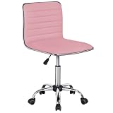 Abician Fauteuil de Bureau sans Bras Chaise Bureau Pas Cher Fauteuil pivotant en Cuir PU Cadre métallique Elégant et Moderne Charge maximale de 120 kg Rose