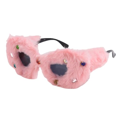 Lunettes de soleil en peluche rose femme accessoire mode originale
