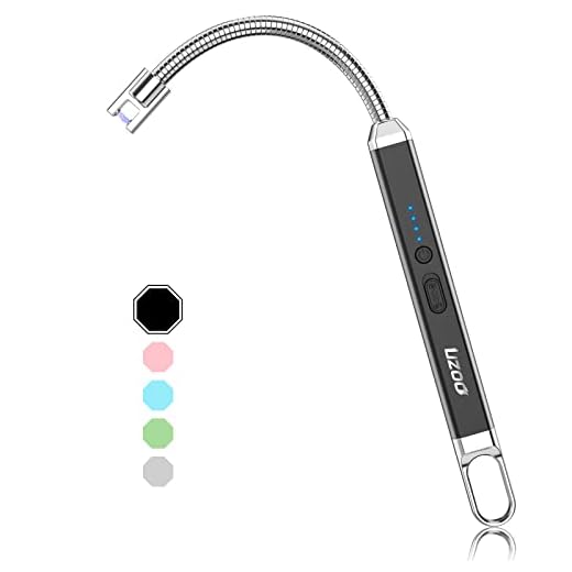 Candle Lighter, Upgraded USB Electric Lighter, Rechargeable Arc Lighter with LED Display, 360° Flexible Neck Flameless Grill Long Lighters for Candle Aromatherapy Camping BBQ Gas Stoves (Black) 1