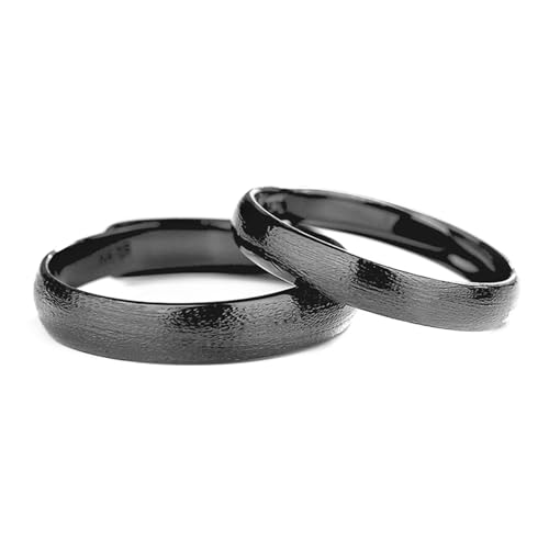 Bagues de couple pour elle et lui en argent 925 mat réglables sans pierre