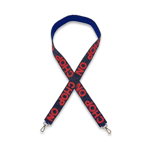 Lashicorn Atlanta Beaded Purse Strap Blue and Red Baseball Game Day Clear Handbag Replacement Strap Chop Stadium Fan Gear 49” Gold Hardware Clips for Clear Bag Sports On