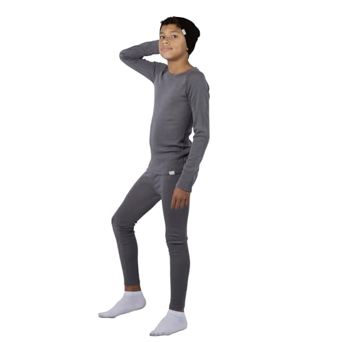 Merino Wool Base Layer Kids Set - Midweight Unisex Merino Wool Thermal Underwear For Kids Top, Bottom, Cuff Beanie