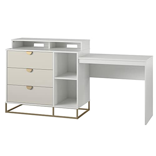 Novogratz Kelly 4 In 1 Media Dresser, White/Taupe #TOP3