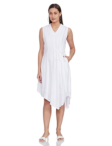 Image of AND Women's Viscose Asymmetrical Knee-Length Casual Dress