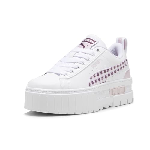 PUMA Kids Girls Mayze Gingham Cozy Lace Up Sneakers Shoes Casual - White2