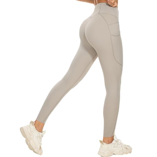 ChunyChi Leggins Deportivos Mujer Largos con Bolsillos, Legegings Opacos de Cintura Alta, Mallas Deporte Mujer Leggins Mujer Push Up para Yoga, Fitness, Longitud Fácilmente Acortable