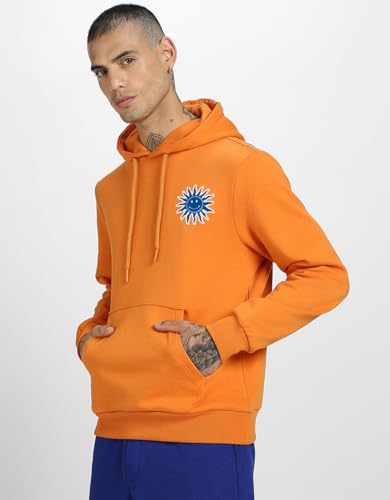 Image of Veirdo Cotton Fleece Regular Fit Full Sleeve Hooded Sweatshirt Front and Back Graphic Printed Jumper Hoodie for Men