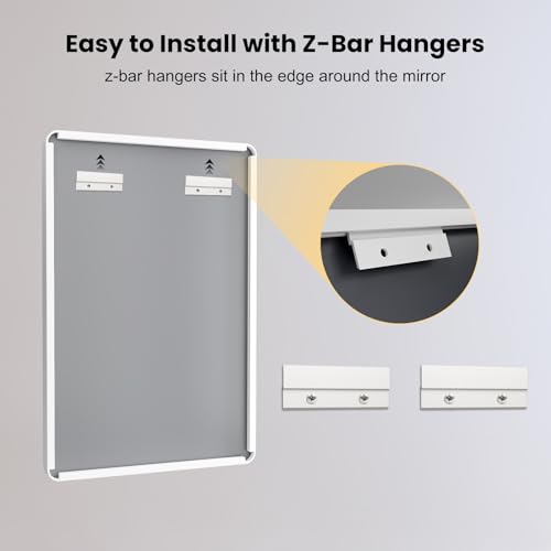 LOAAO 40x30 Inch White Metal Framed Bathroom Mirror for Wall, White Bathroom Vanity Mirror Farmhouse, Large Rounded Rectangle Mirror, Anti-Rust, Tempered Glass, Hangs Horizontally or Vertically