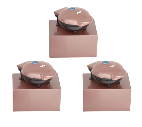 Dash Set of 3 Mini Pizzelle Makers for Individual Waffles Hash Browns, Keto Chaffles with Easy to Clean, Non-Stick Surfaces (Metallic Rose Gold)
