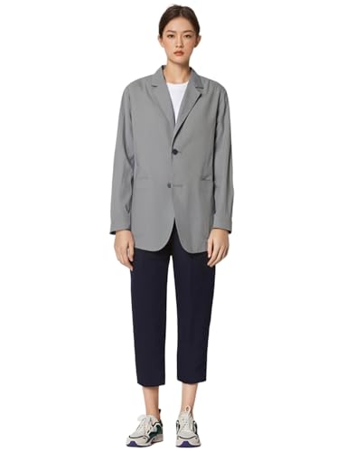 Blazer en lin femme veste de costume élégante à revers cranté et simple boutonnage pour le bureau