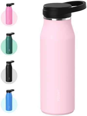 ENCOOL 24 Oz Insulated Stainless Steel Water Bottle With Straw & Spout Lid - Leak Proof, Cupholder Friendly, Pearl - View #3