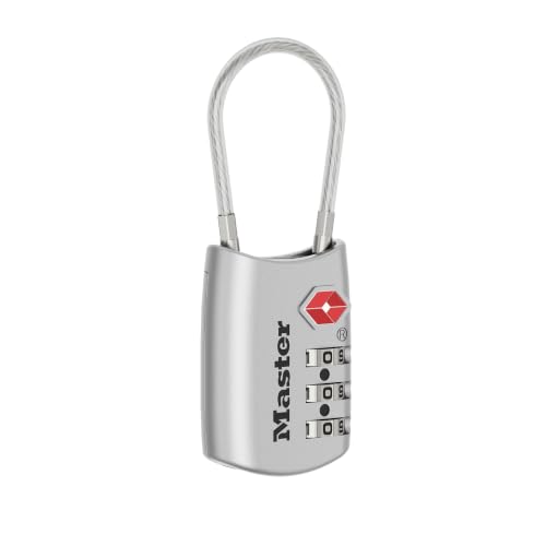 Image of Master Lock TSA Approved Combination Luggage Lock, Silver, 4688SLVEC | TSA Accepted Set Your Own Combination Travel Lock for Suitcases, Backpacks, Airport Security, Resettable 3-Digit Lock