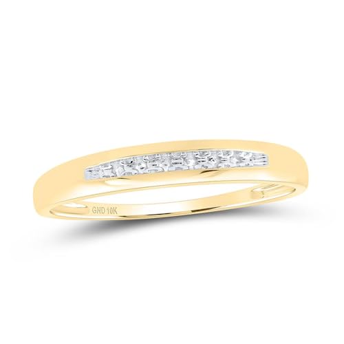 Jewels By Lux 10K Yellow Gold 1/10Ctw Diamond Fashion His and Hers Engagement Wedding Bridal Band and Ring Trio Set3