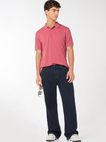 Image of Bewakoof Men Solid Regular Fit Half Sleeve Collar Pure Cotton T-Shirt