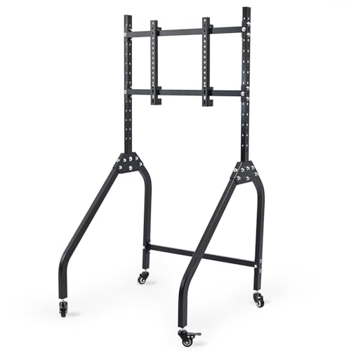 Dardoo Single Monitor Stand with Brake Casters - Premium Adjustable Mount for Racing Simulator Cockpit, Full Motion Adjustability for 27 to 65 inch Monitors, Immersive Viewing Experience