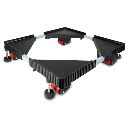 ZOLMIX® Adjustable Metal Washing Machine Stand for All Semi, Front & Top Load with Wheels & Anti Vibration Pads, Rustproof, Suitable with Fridge,...